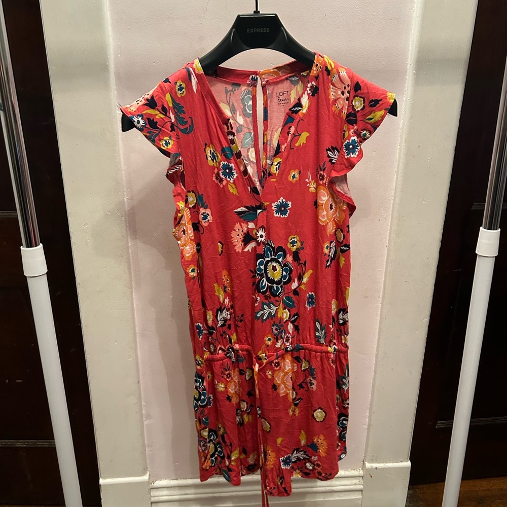 LOFT pink paisley romper (sz M)